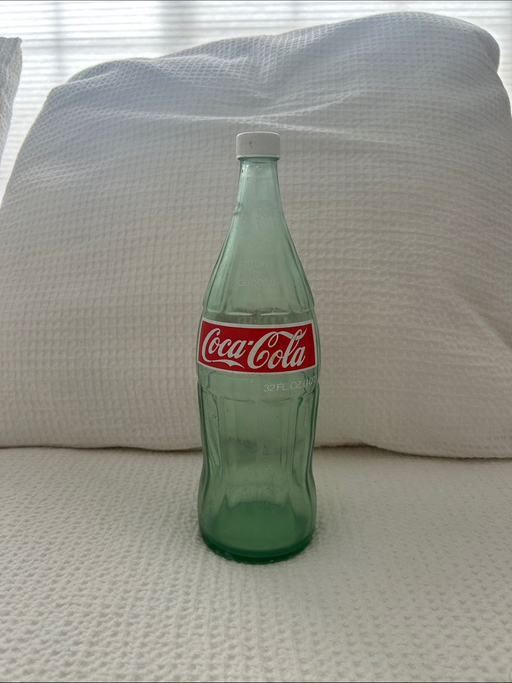 Coca-Cola Green-Tinted Glass Bottle with Red Label